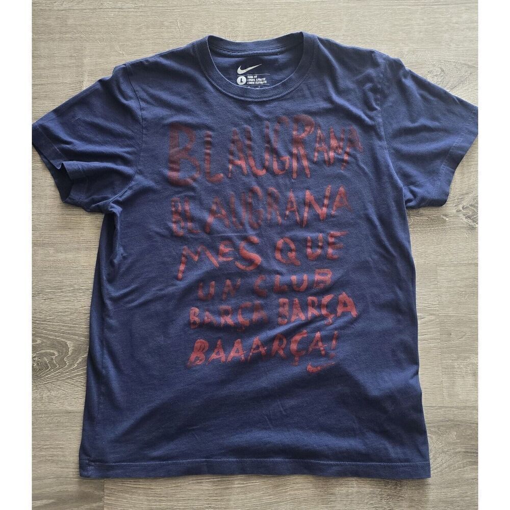 NIKE Barcelona FCB Club BARCA T Shirt Men's Large Blue